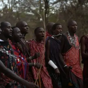 Maasai Men Singing and Dancing