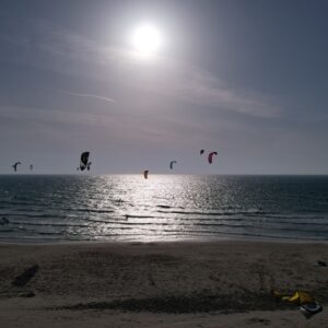 Kitesurfing on a Sunlit Ocean